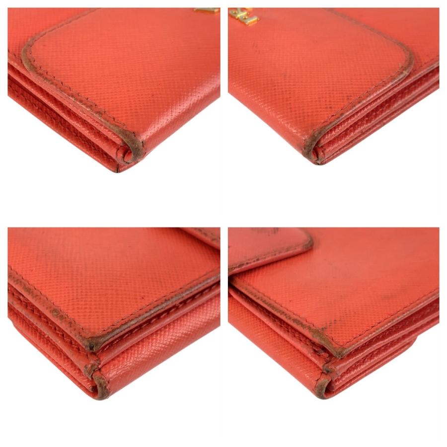 PRADA プラダ ロゴ オレンジ ゴールド金具 レザー 折財布 コンパクトウォレット レディース 506554 | PRADA | 03