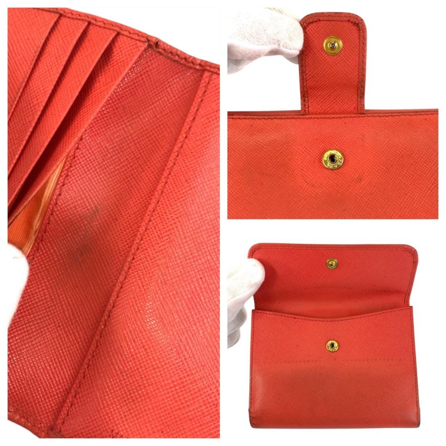 PRADA プラダ ロゴ オレンジ ゴールド金具 レザー 折財布 コンパクトウォレット レディース 506554 | PRADA | 05