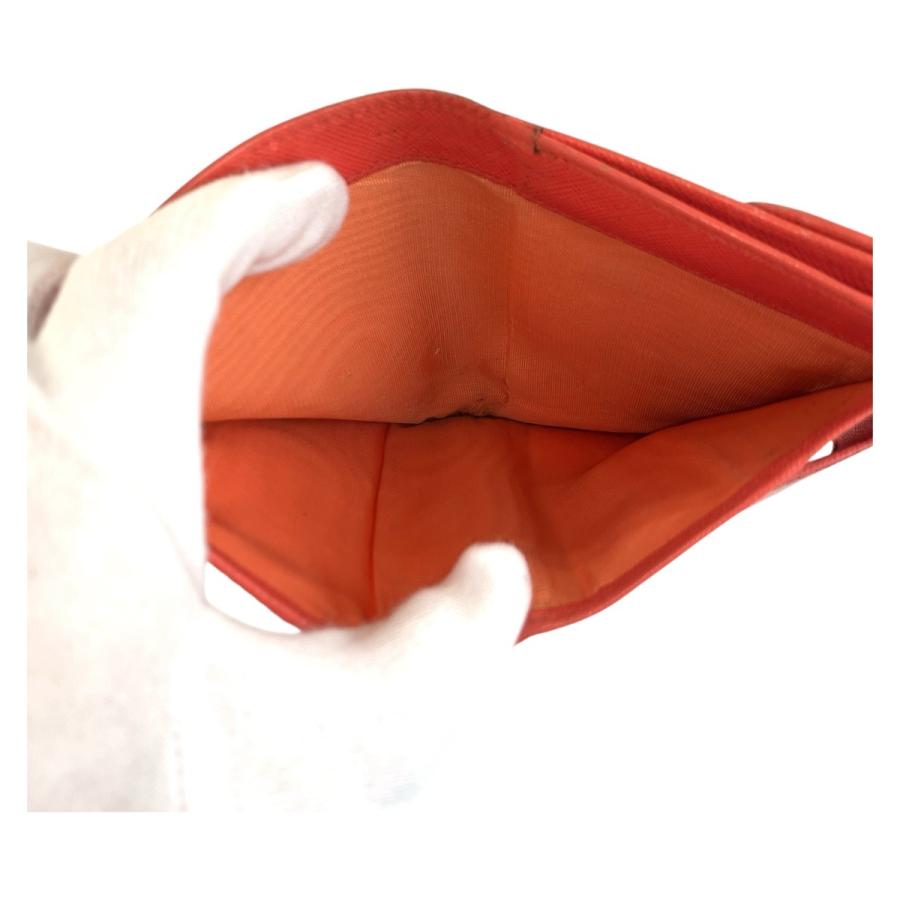 PRADA プラダ ロゴ オレンジ ゴールド金具 レザー 折財布 コンパクトウォレット レディース 506554 | PRADA | 06