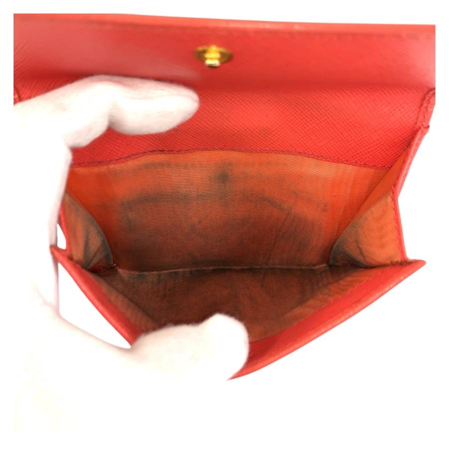 PRADA プラダ ロゴ オレンジ ゴールド金具 レザー 折財布 コンパクトウォレット レディース 506554 | PRADA | 07