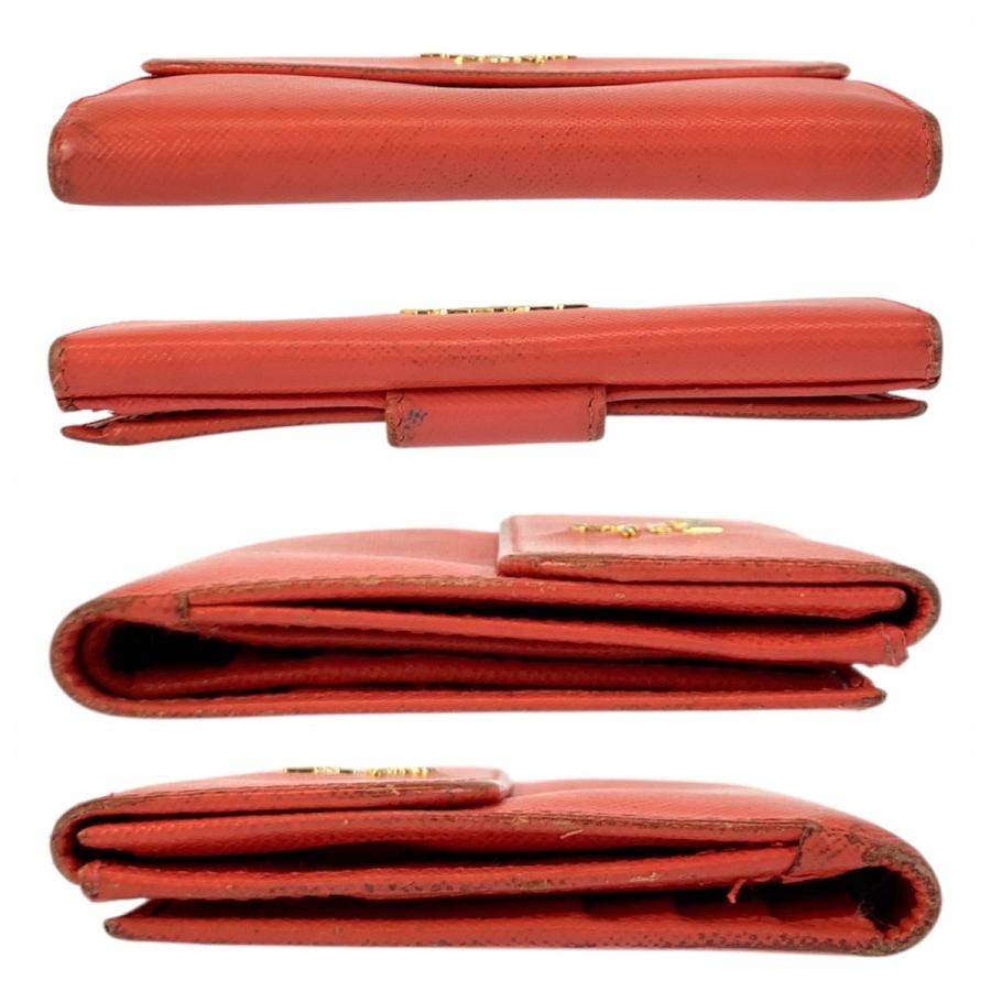 PRADA プラダ ロゴ オレンジ ゴールド金具 レザー 折財布 コンパクトウォレット レディース 506554 | PRADA | 09