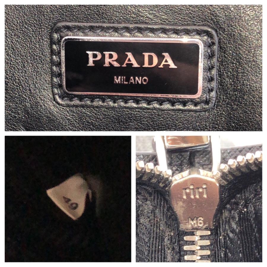 美品 PRADA プラダ サフィアーノ L字ファスナー ブラック グレー シルバー金具 レザー クラッチバッグ セカンドバッグ メンズ 506561_4
