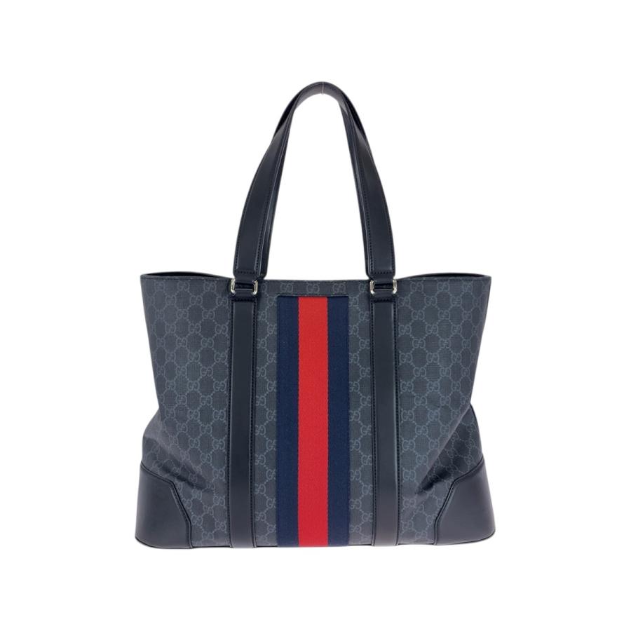 レディース 【美品】グッチ トートバッグ ネイビー スプリーム GG柄 