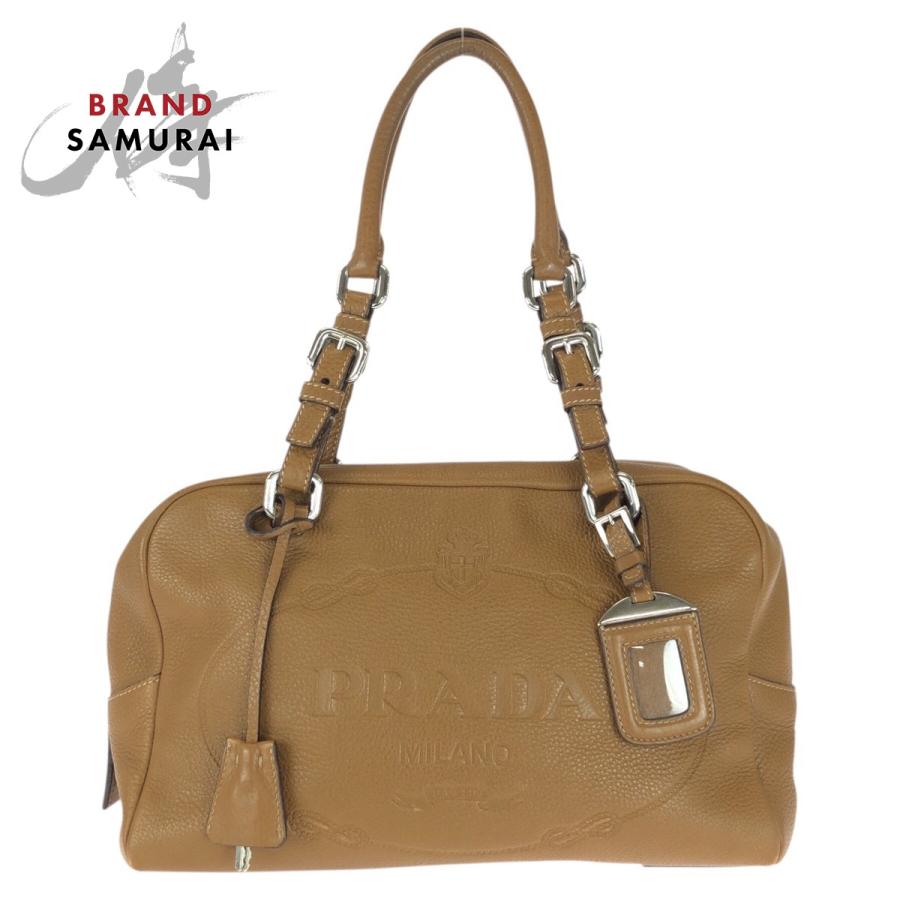 PRADA（プラダ） 美品 ブラウン シルバー金具 レザー ショルダーバッグ