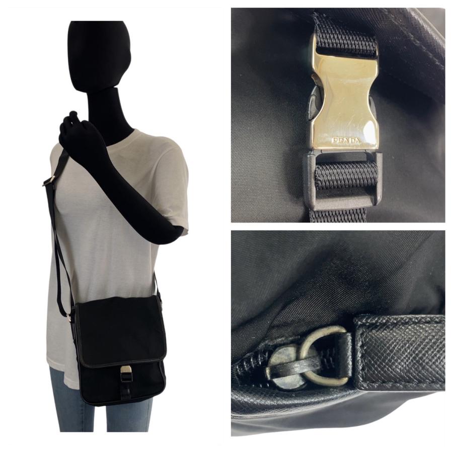 PRADA プラダ テスート 三角ロゴプレート ブラック 黒 シルバー金具 ナイロン ショルダーバッグ メッセンジャーバッグ レディース 506599_5