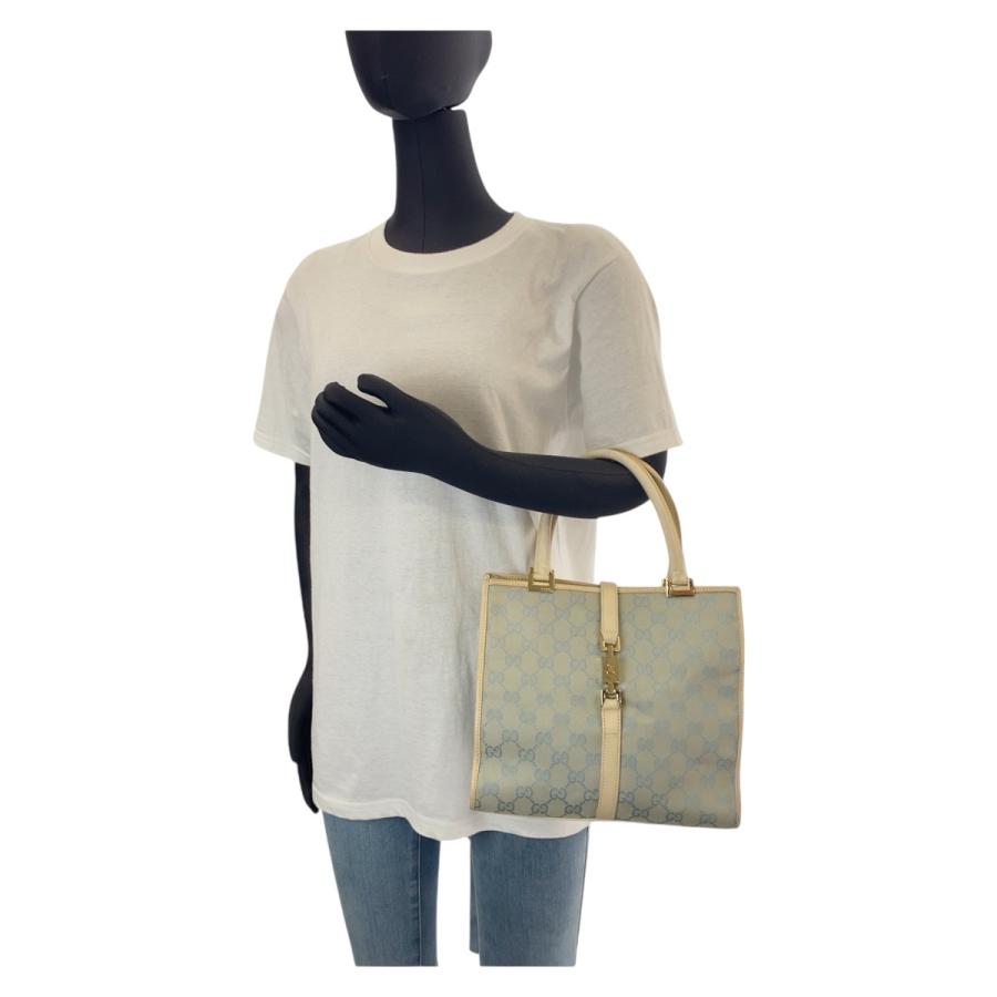 GUCCI グッチ ジャッキー ライトブルー ゴールド金具 GGキャンバス 002 5065 トートバッグ ハンドバッグ レディース 506612