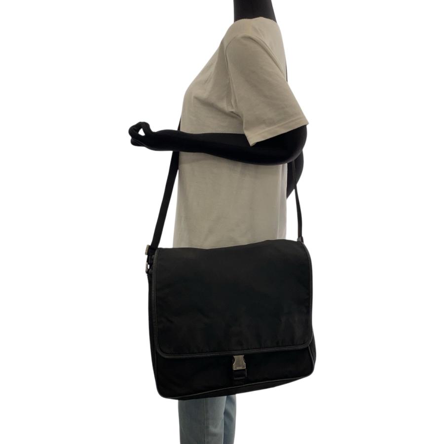 PRADA プラダ テスート 三角ロゴプレート ブラック 黒 シルバー金具 V166 ショルダーバッグ メッセンジャーバッグ レディース 506643_6