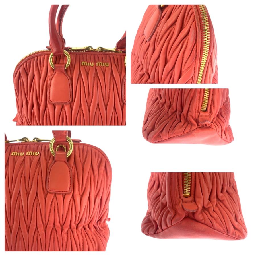 miu miu（ミュウミュウ） マテラッセ オレンジ ゴールド金具 レザー