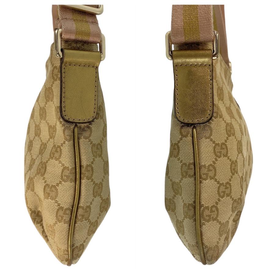 GUCCI グッチ シェリーライン ベージュ ピンク ゴールド金具 GGキャンバス 410766 ショルダーバッグ メッセンジャーバッグ レディース 506692 【中古】 GUCCI（グッチ） シェリーライン ベージュ ピンク GGキャンバス 410766