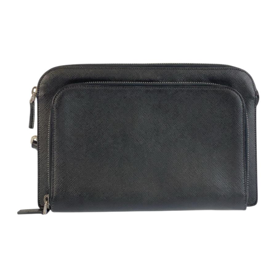 PRADA（プラダ） 美品 サフィアーノ ブラック 黒 シルバー金具 レザー