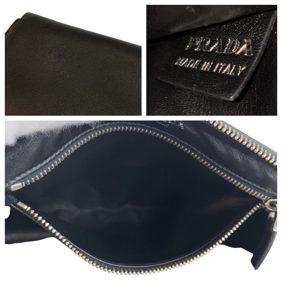 PRADA（プラダ） 美品 サフィアーノ ブラック 黒 シルバー金具 レザー