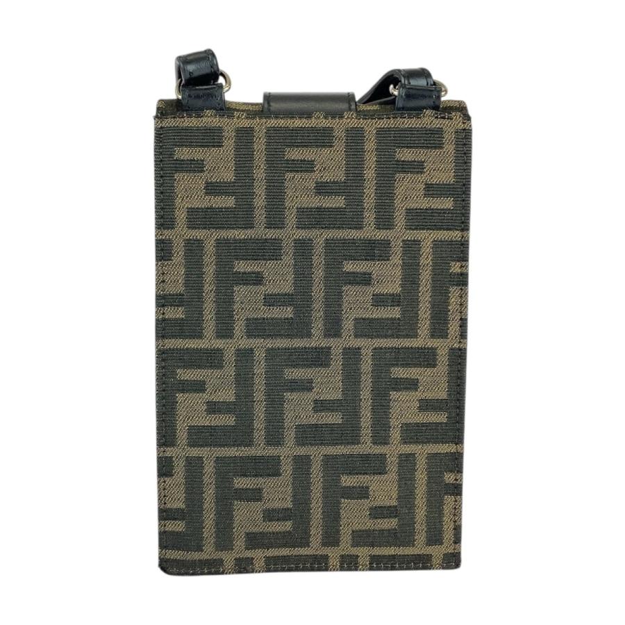 美品 FENDI フェンディ ズッカ ブラウン シルバー金具 キャンバス/レザー 7AR871 A921 ショルダーバッグ ポシェット メンズ 506736