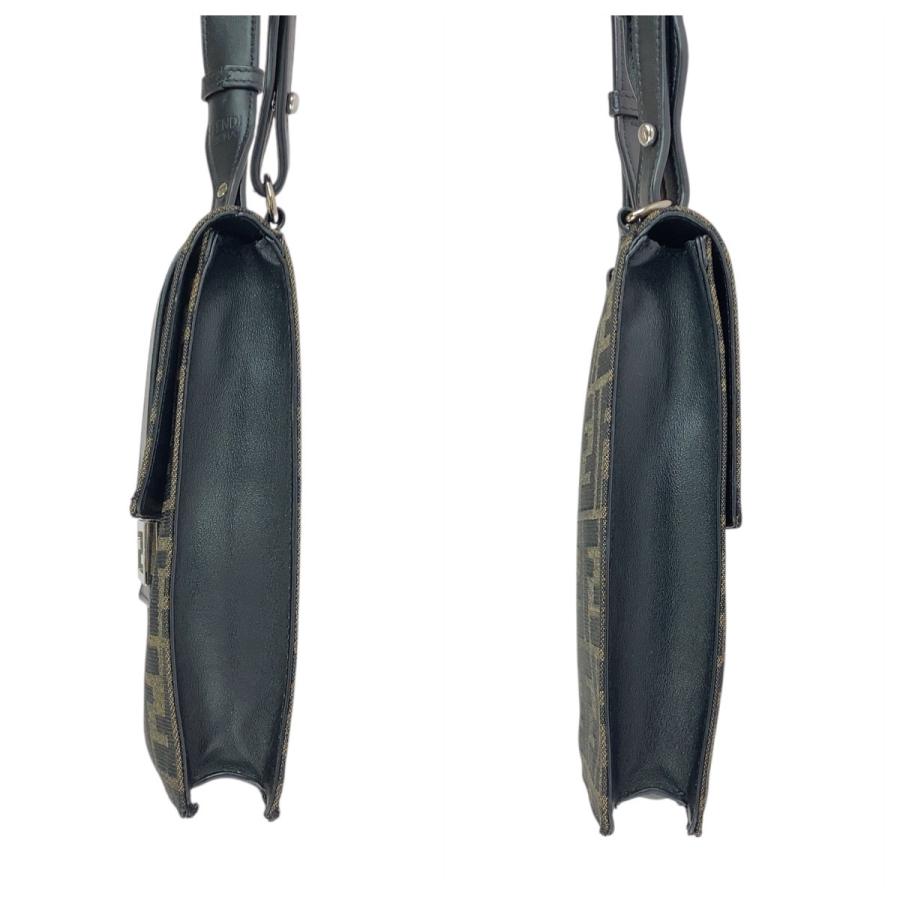 美品 FENDI フェンディ ズッカ ブラウン シルバー金具 キャンバス/レザー 7AR871 A921 ショルダーバッグ ポシェット メンズ 506736