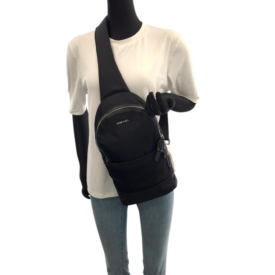 Diesel ディーゼル メッセンジャー ボディバッグ ワンショルダー ブラック DIESEL（ディーゼル） 美品 ブラック 黒 シルバー金具 ナイロン/レザー