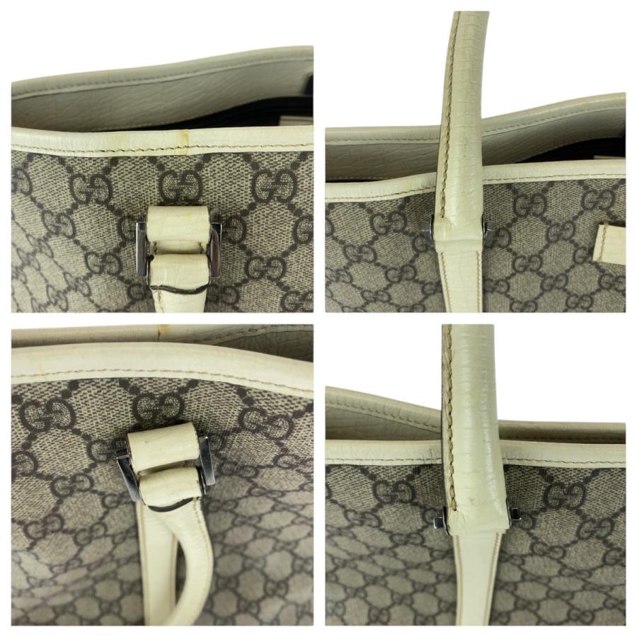GUCCI グッチ ベージュ ホワイト シルバー金具 GGスプリームキャンバス/レザー 114595 トートバッグ ショルダーバッグ レディース 506802 | GUCCI | 04