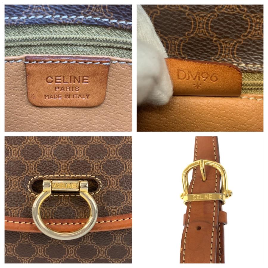 美品 CELINE セリーヌ ヴィンテージ マカダム ブラウン ゴールド金具 PVC /レザー DM96 ショルダーバッグ ポシェット レディース 506805 【中古】 CELINE（セリーヌ） 美品 ヴィンテージ マカダム ブラウン ゴールド