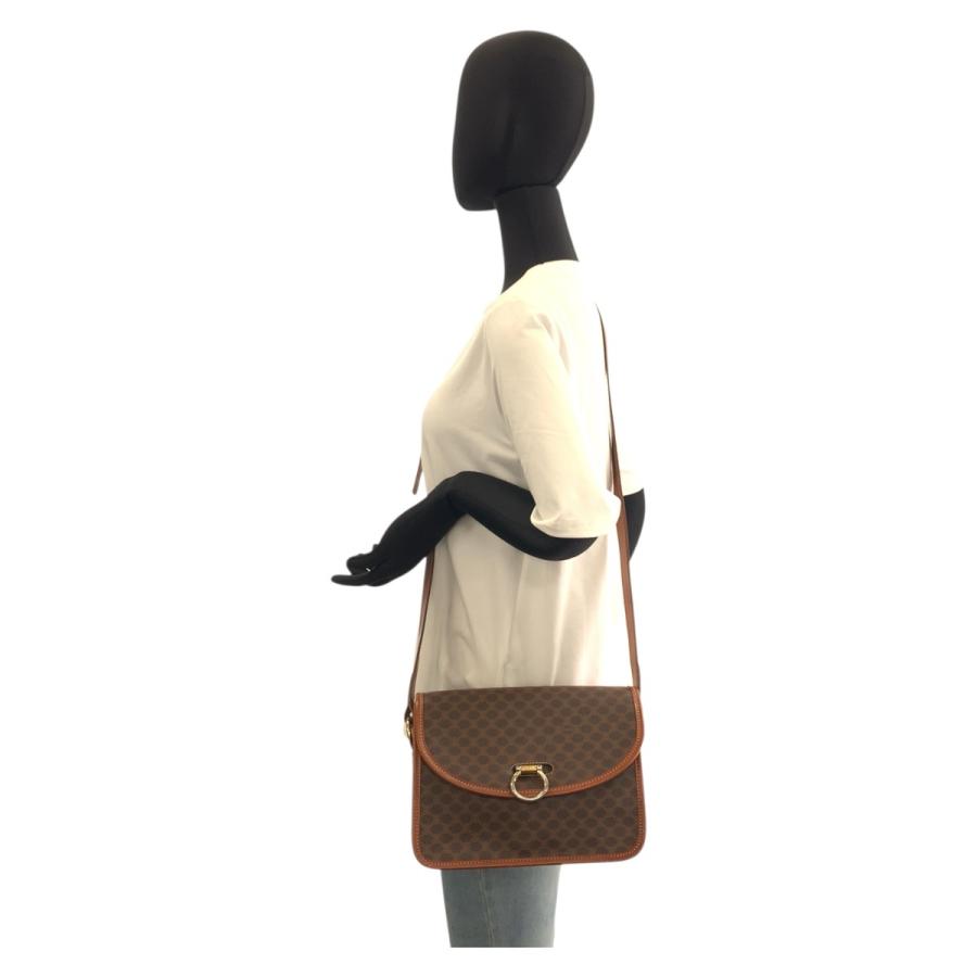 美品 CELINE セリーヌ ヴィンテージ マカダム ブラウン ゴールド金具 PVC /レザー DM96 ショルダーバッグ ポシェット レディース 506805 【中古】 CELINE（セリーヌ） 美品 ヴィンテージ マカダム ブラウン ゴールド