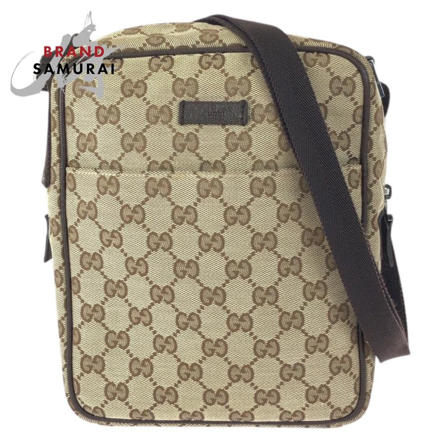 GUCCI（グッチ） 美品 ベージュ ブラウン シルバー金具 GGキャンバス 