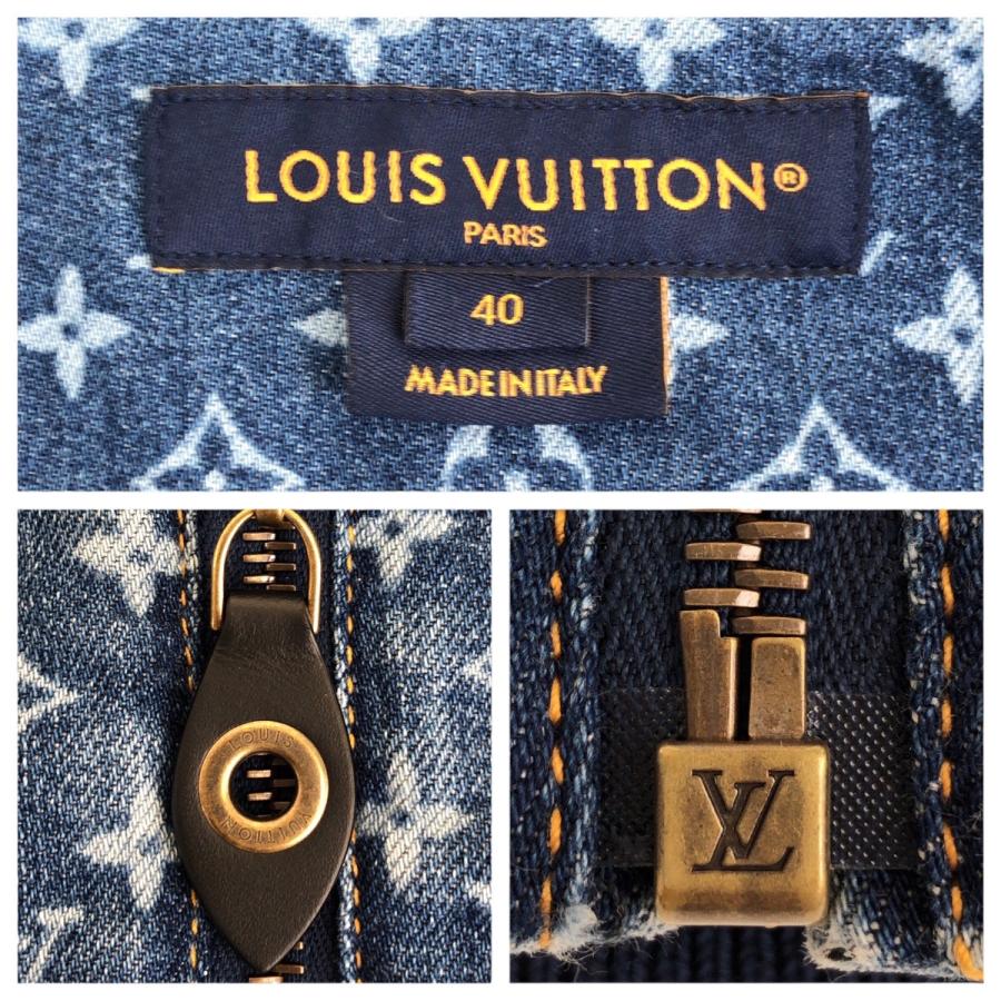 超美品 LOUIS VUITTON ルイヴィトン 25SS クロップド モノグラム デニム ボンバージャケット サイズ40 定価475,200円 ブルー 1AI174 506822の画像