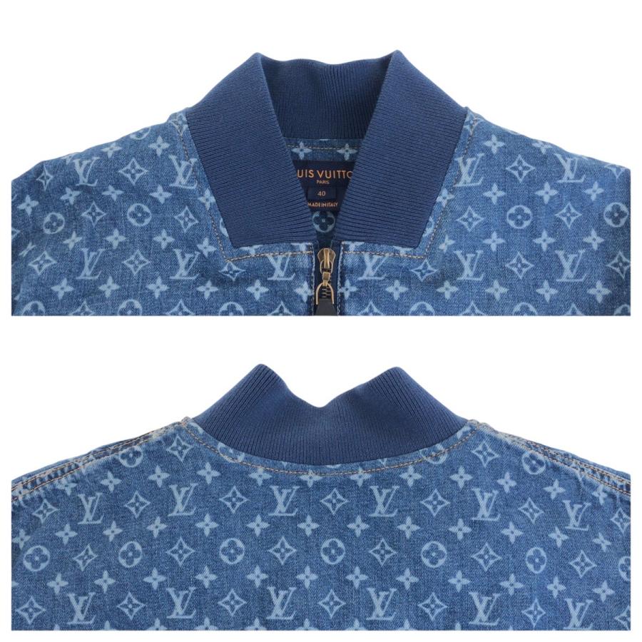 超美品 LOUIS VUITTON ルイヴィトン 25SS クロップド モノグラム デニム ボンバージャケット サイズ40 定価475,200円 ブルー 1AI174 506822の画像