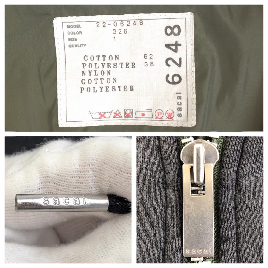 美品 Sacai サカイ スポンジ サイズ1 グレー シルバー金具 コットン/ポリエステル 22-06248 パーカー ジャケット アウター 506830_2