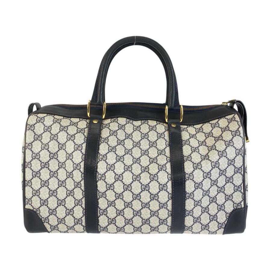 美品 GUCCI グッチ ヴィンテージ GGスプリーム ネイビー グレー ゴールド金具 PVC/レザー 58 012 468 40 ボストンバッグ 男女兼用 600028 | GUCCI | 01