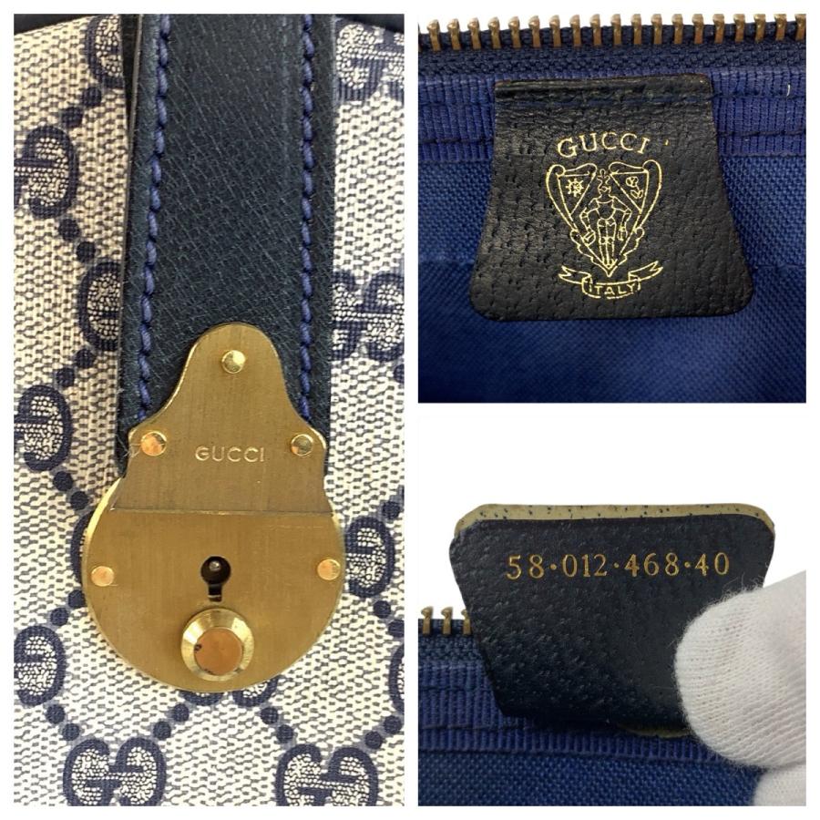 美品 GUCCI グッチ ヴィンテージ GGスプリーム ネイビー グレー ゴールド金具 PVC/レザー 58 012 468 40 ボストンバッグ 男女兼用 600028 | GUCCI | 03