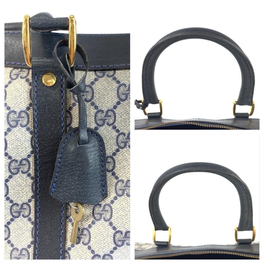 美品 GUCCI グッチ ヴィンテージ GGスプリーム ネイビー グレー ゴールド金具 PVC/レザー 58 012 468 40 ボストンバッグ 男女兼用 600028 | GUCCI | 04