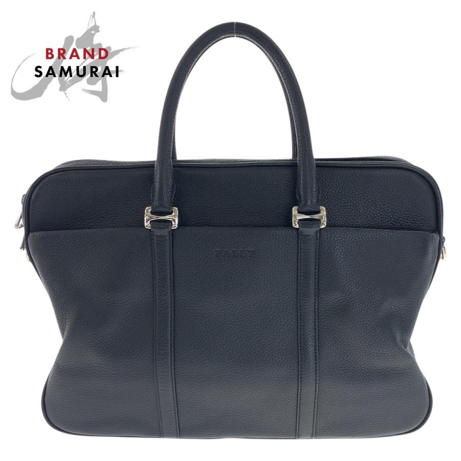 美品 BALLY バリー ブラック 黒 シルバー金具 レザー ビジネスバッグ ブリーフケース  メンズ 600030 【中古】 Bally（バリー） 美品 ブラック 黒 シルバー金具 レザー ビジネス
