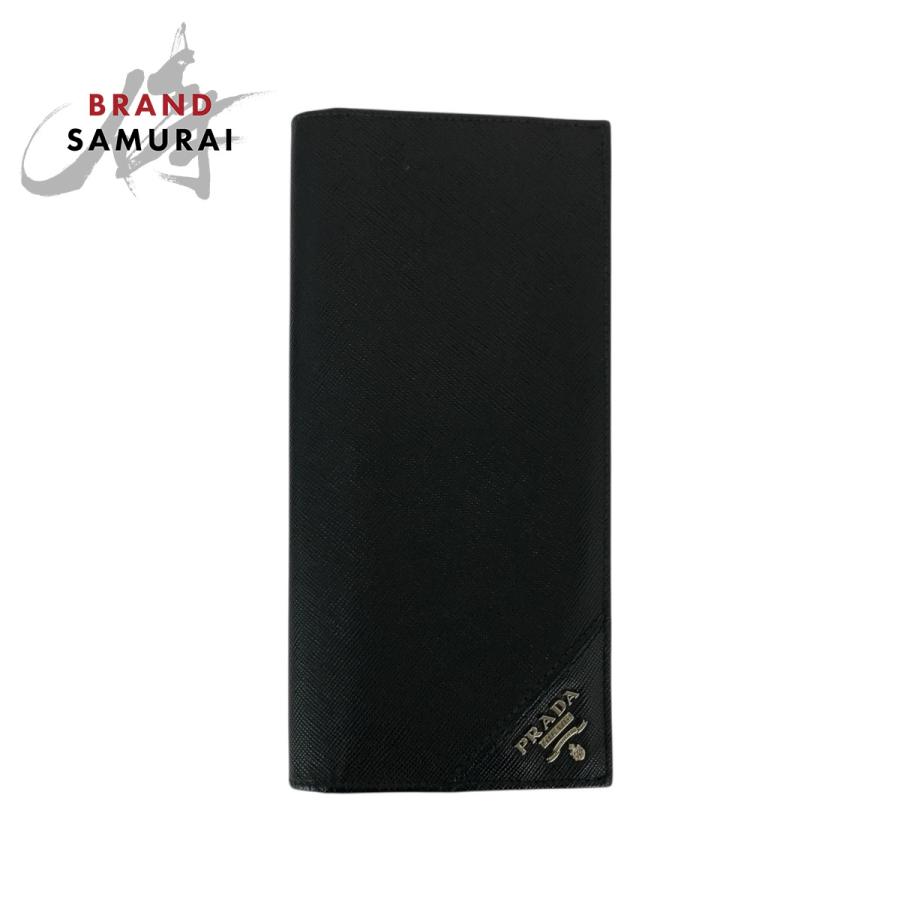 PRADA レザー 長財布 PRADA（プラダ） サフィアーノ ブラック 黒 シルバー金具 レザー 長