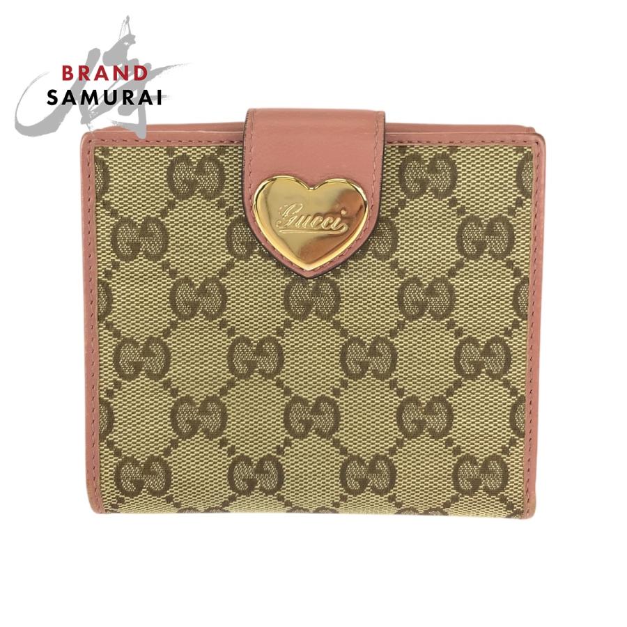GUCCI（グッチ） 美品 ハートロゴプレート ベージュ ピンク ゴールド 