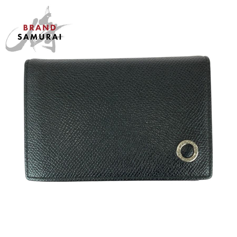 美品 BVLGARI ブルガリ ブラック 黒 シルバー金具 レザー 30400 カードケース パスケース 名刺入れ メンズ 600072 | BVLGARI