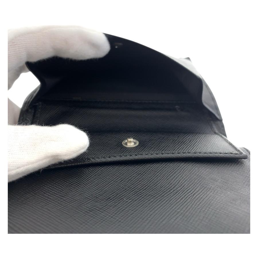 美品 PRADA プラダ テスート サフィアーノ 三角ロゴプレート ブラック シルバー金具 ナイロン/レザー 折財布 コンパクトウォレット 600074 | PRADA | 07