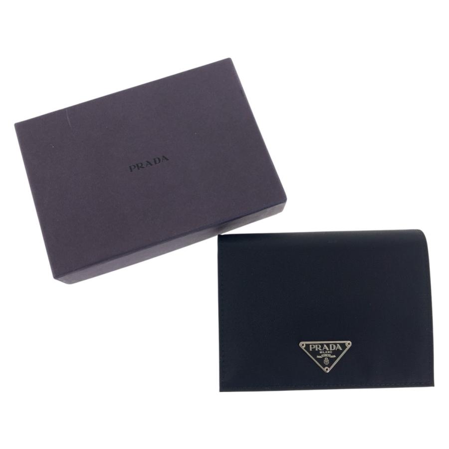 美品 PRADA プラダ テスート サフィアーノ 三角ロゴプレート ブラック シルバー金具 ナイロン/レザー 折財布 コンパクトウォレット 600074 | PRADA | 09