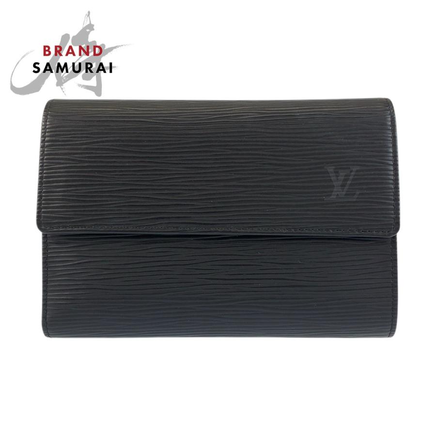 美品 LOUIS VUITTON ルイヴィトン エピ ポルトトレゾールエテュイパピエ ブラック 黒 ゴールド金具 レザー M63712 折財布 コンパクトウォレット メンズ 600077 【中古】 LOUIS VUITTON（ルイ・ヴィトン） 美品 エピ ポルトトレゾールエテュイ