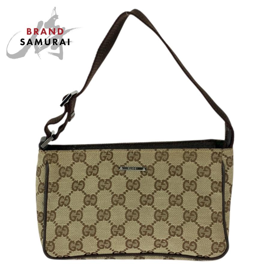 GUCCI（グッチ） 美品 ベージュ ブラウン シルバー金具 GGキャンバス