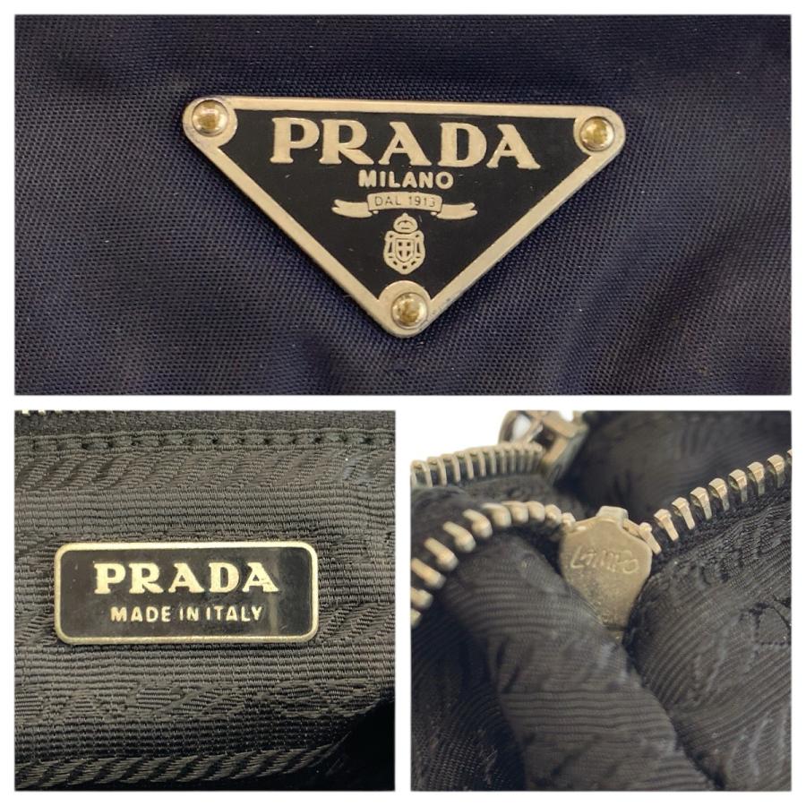 PRADA（プラダ） テスート 三角ロゴプレート ブラック 黒 シルバー金具
