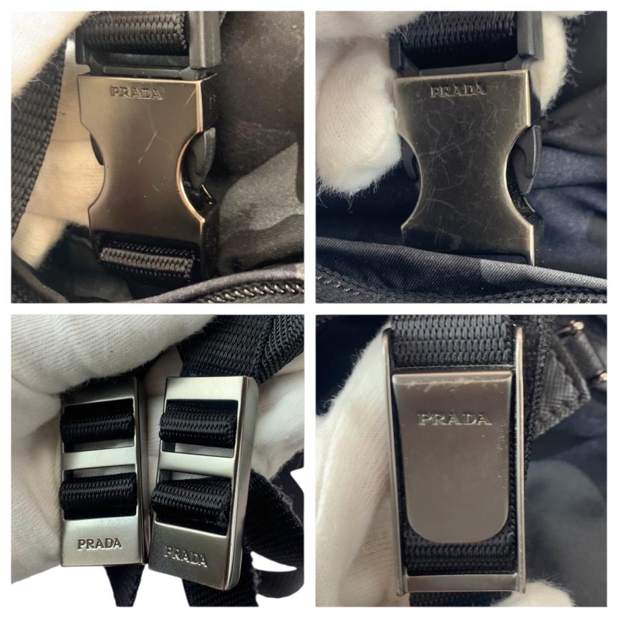 美品 PRADA プラダ テスート V136 カモフラ 迷彩 三角ロゴプレート ブラック ナイロン/レザー リュック・デイパック バックパック 600133_4