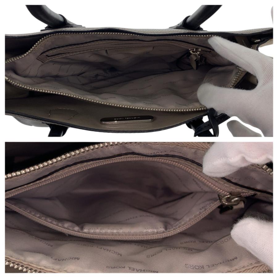 Michael Kors マイケルコース グレー ホワイト ブラック シルバー金具 レザー トートバッグ ハンドバッグ  レディース 600195 | MICHAEL KORS | 07