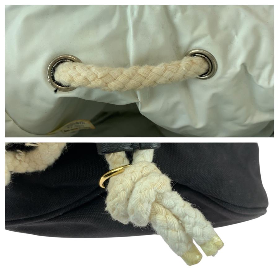 CHANEL（シャネル） 巾着 ブラック ホワイト ゴールド金具 キャンバス  