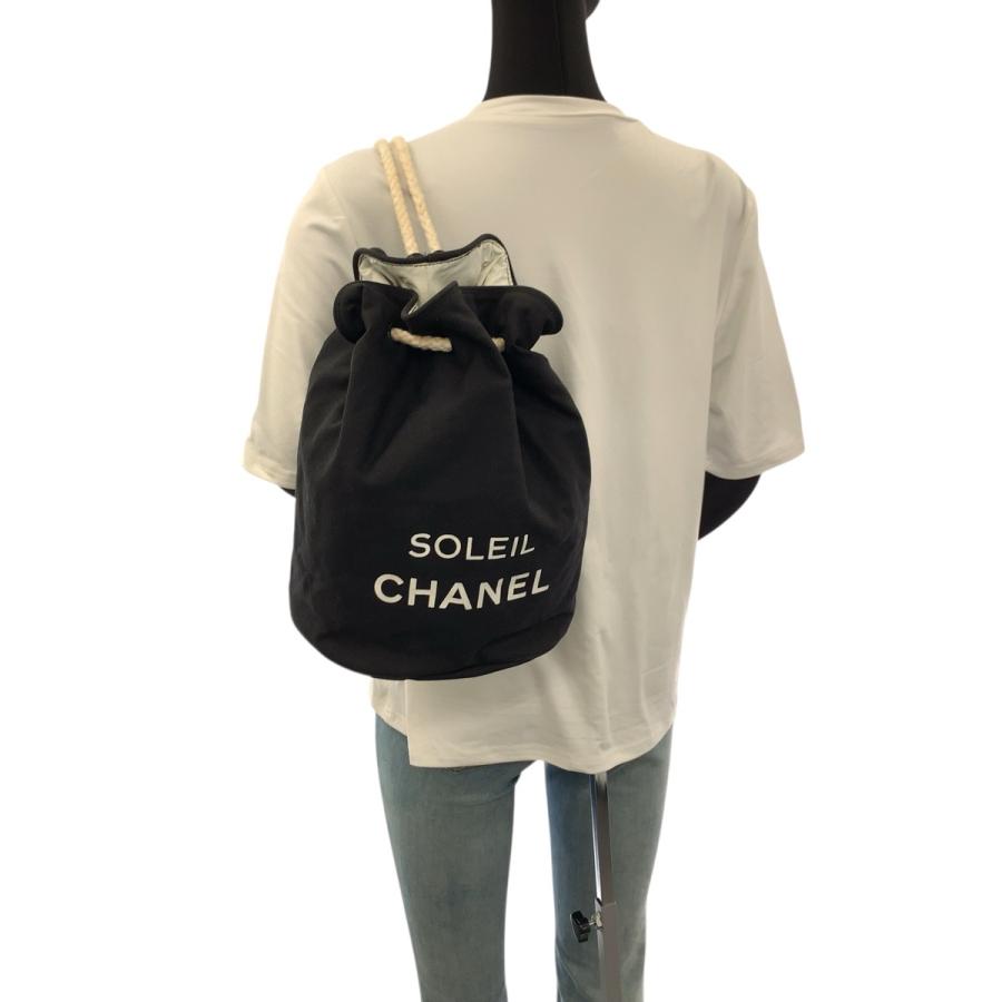 CHANEL（シャネル） 巾着 ブラック ホワイト ゴールド金具 キャンバス