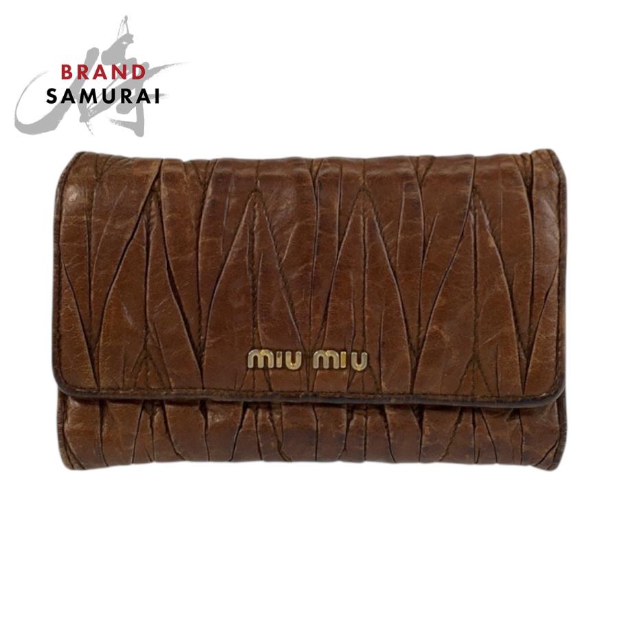 miu miu（ミュウミュウ） マテラッセ ブラウン ゴールド金具 レザー