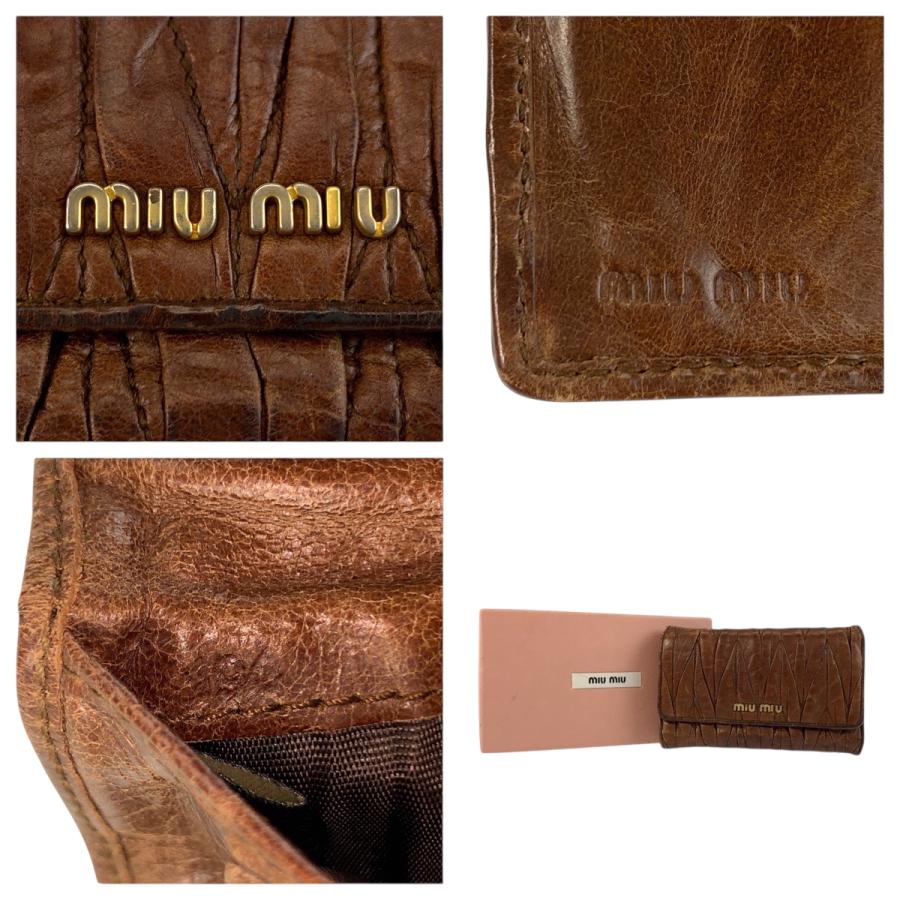 MIUMIU ミュウミュウ マテラッセ ブラウン ゴールド金具 レザー 194 折財布 コンパクトウォレット レディース 600216 | miu miu | 02