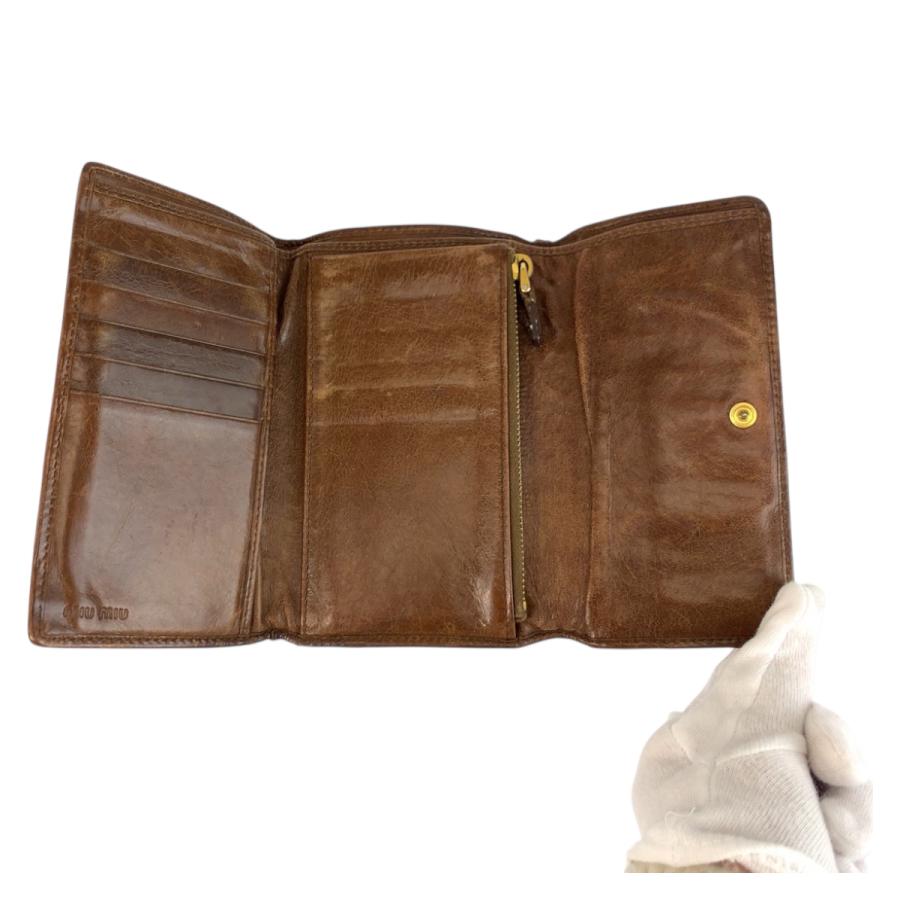 miu miu（ミュウミュウ） マテラッセ ブラウン ゴールド金具 レザー