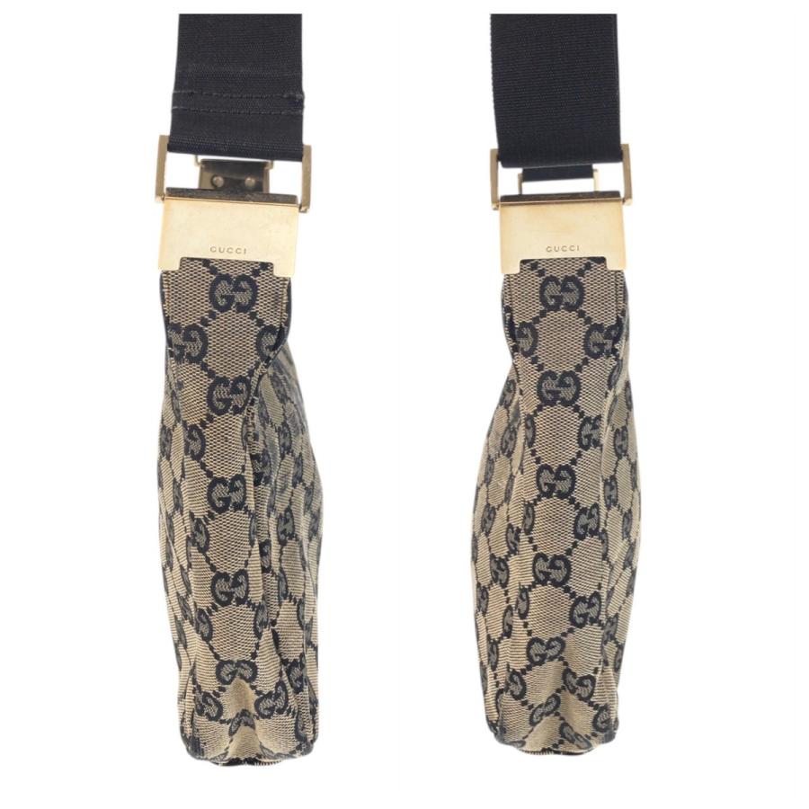 GUCCI（グッチ） ベージュ ブラック ゴールド金具 GGキャンバス/レザー