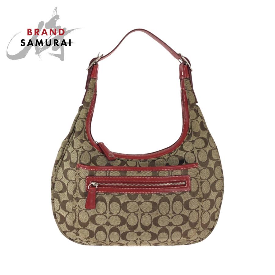 COACH（コーチ） シグネチャー ブラウン ベージュ レッド キャンバス