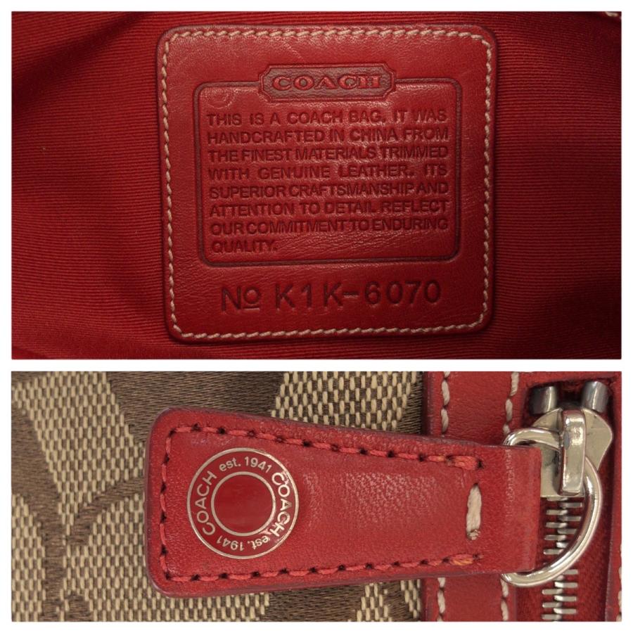 COACH（コーチ） シグネチャー ブラウン ベージュ レッド キャンバス