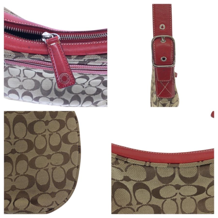 COACH（コーチ） シグネチャー ブラウン ベージュ レッド キャンバス