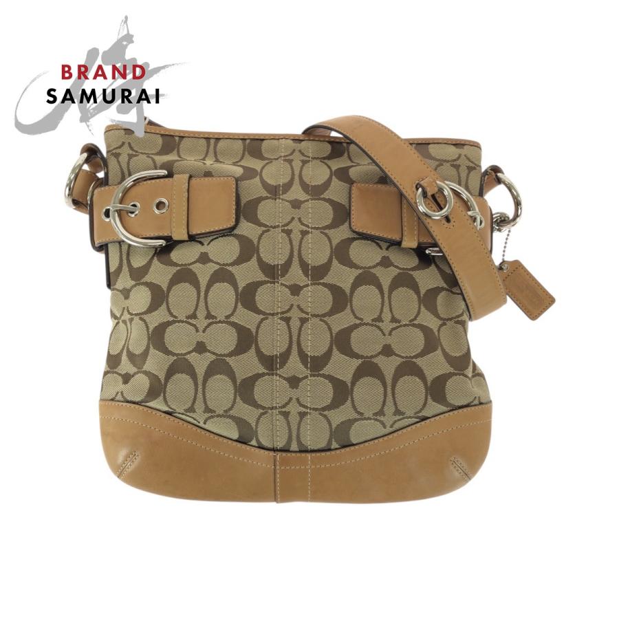 COACH（コーチ） シグネチャー ブラウン ベージュ シルバー金具 F0926