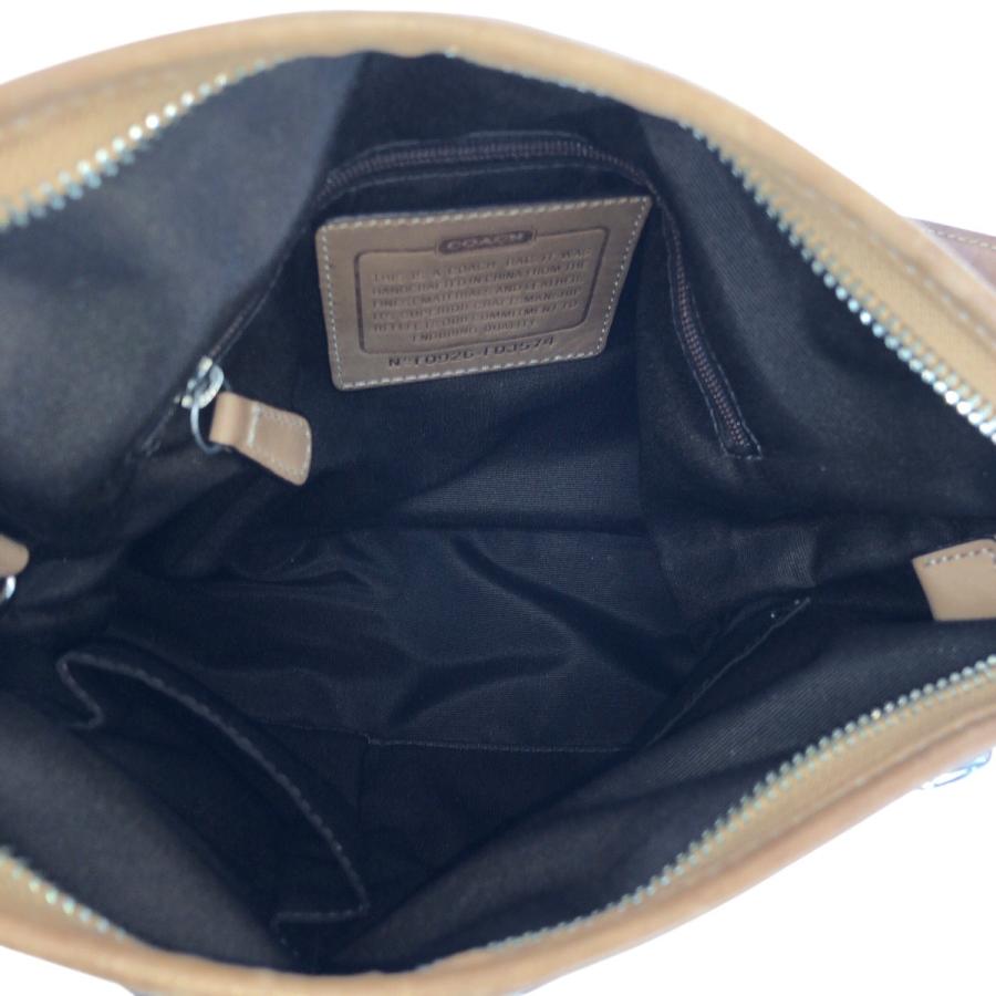 COACH メッセンジャーバッグ ベージュ/ネイビー COACH（コーチ） シグネチャー ブラウン ベージュ シルバー金具 F0926
